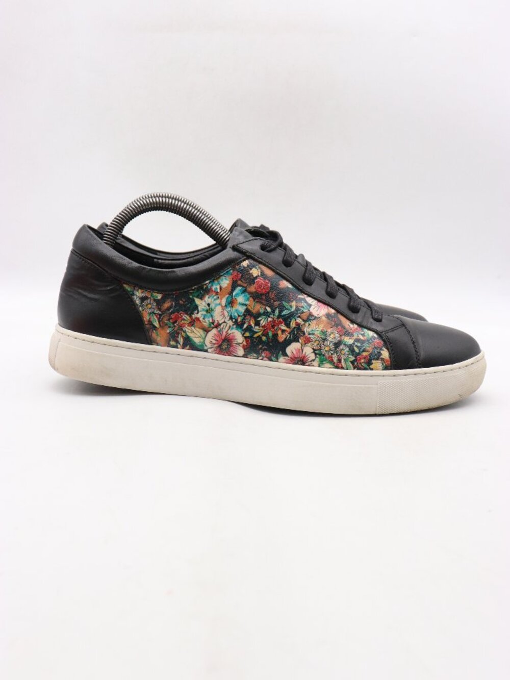 Robert Graham Deck Floral Leather Sneakers Men's Size 9 Black Casual Low Top